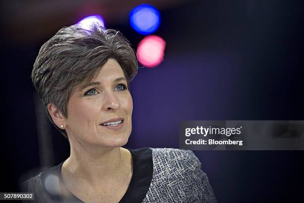 Senator Joni Ernst, a Republican from Iowa, speaks during a Bloomberg Politics interview in Des Moines, Iowa, U.S., on Monday. Feb. 1, 2016. Ernst,...