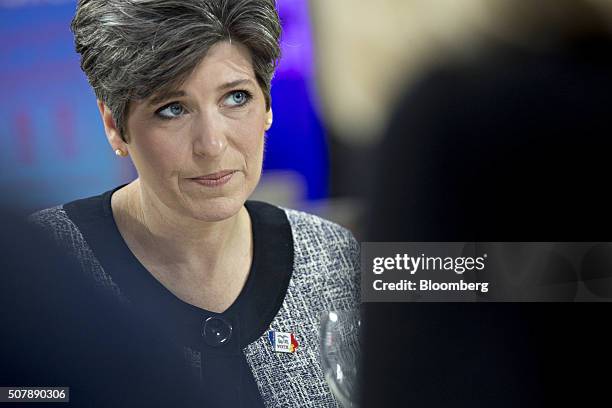 Senator Joni Ernst, a Republican from Iowa, pauses during a Bloomberg Politics interview in Des Moines, Iowa, U.S., on Monday. Feb. 1, 2016. Ernst,...