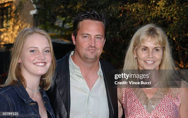 Actor Matthew Perry , sister Emily and mother Suzanne Morrison attend the Los Angeles Consul General of Canada and Los Angeles Kings' tribute for...