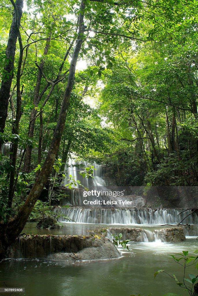 Mata Jitu waterfall on Moyo island, home to Amanwana, a...