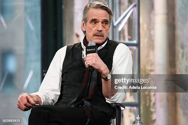 Actor Jeremy Irons discusses "Race" at AOL Studios In New York on February 1, 2016 in New York City.