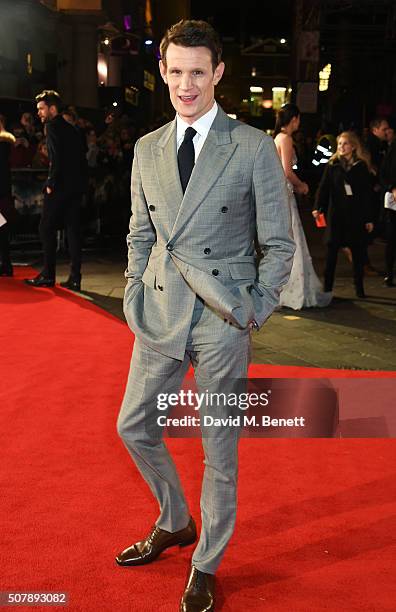 Matt Smith attends the European Premiere of "Pride And Prejudice And Zombies" at the Vue West End on February 1, 2016 in London, England.