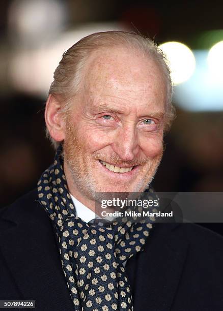 Charles Dance attend the red carpet for the European premiere for "Pride And Prejudice And Zombies" on at Vue West End on February 1, 2016 in London,...