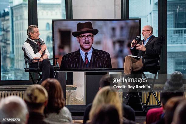 Oscar-winning actor Jeremy Irons talks to Joe Neumaier about his portrayal of Avery Brundage in the film Race at AOL Build on February 1, 2016 in New...