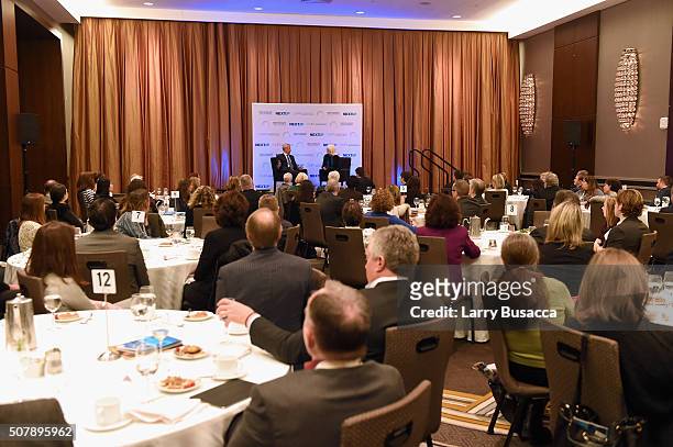 Restaurateur Daniel Meyer speaks onstage with Editorial Director of Hearst Magazines Ellen Levine at the American Magazine Media Conference at Grand...