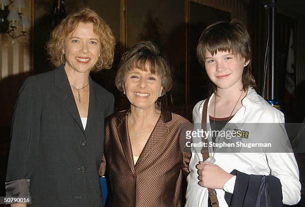 Actress Annette Bening, Senator Barbara Boxer, and Annette Bening's daughter Kathlyn Beatty attend Senator Barbara Boxer's Women Making History...