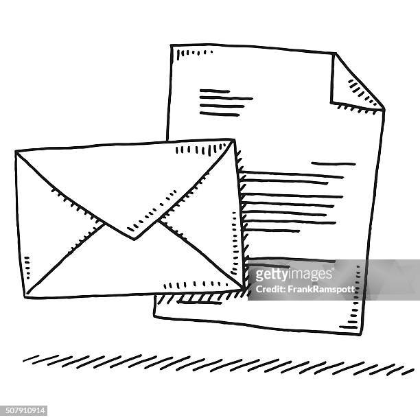 envelope and letter symbol drawing - kleurenverloop stock illustrations