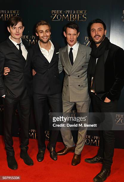 Sam Riley, Douglas Booth, Matt Smith and Jack Huston attend the European Premiere of "Pride And Prejudice And Zombies" at the Vue West End on...