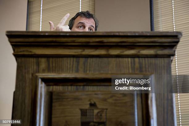 Chris Christie, governor of New Jersey and 2016 Republican presidential candidate, speaks during the Bull Moose Club luncheon in Des Moines, Iowa,...