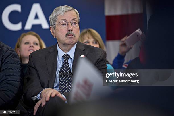 Terry Branstad, governor of Iowa, listens during a campaign event for Jeb Bush, former governor of Florida and 2016 Republican presidential...