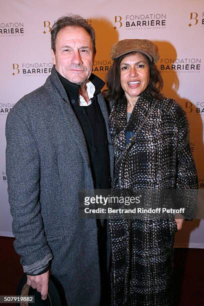 Director of Theatre Hebertot and Member of the Jury, Francis Lombrail with his wife singer Viktor Lazlo attend the Theater Price 2015 of Foundation...