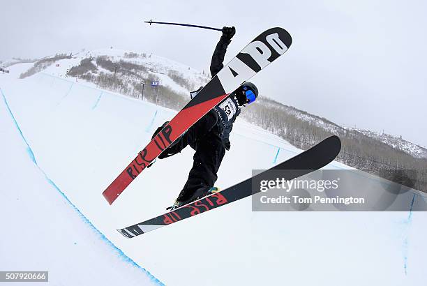 Gurimu Narita of Japan takes a practice run in the Halfpipe during the 2016 Visa U.S. Freeskiing Park City Grand Prix on February 1, 2016 in Park...