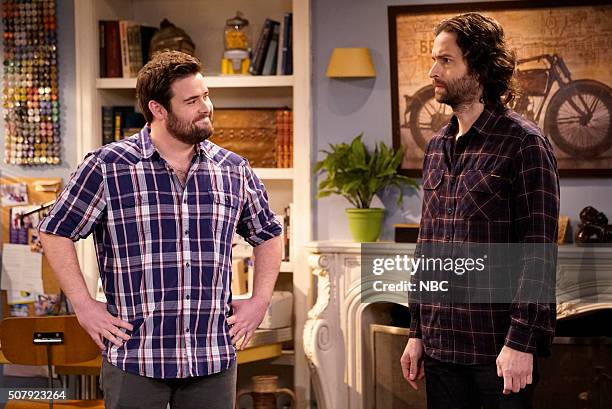 New Year's Resolution Walks Into A Bar" Episode 310A -- Pictured: David Fynn as Brett, Chris D'Elia as Danny --