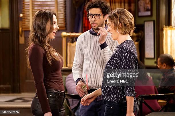 New Year's Resolution Walks Into A Bar" Episode 310A -- Pictured: Whitney Cummings as Charlotte, Rick Glassman as Burski, Bianca Kajlich as Leslie --