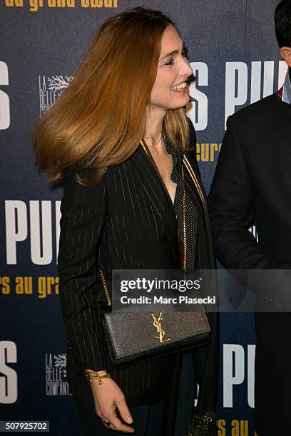 Actress Julie Gayet attends the 'Amis Publics' premiere at Cinema UGC Normandie on February 1, 2016 in Paris, France.