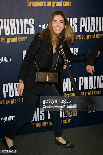 Actress Julie Gayet attends the 'Amis Publics' premiere at Cinema UGC Normandie on February 1, 2016 in Paris, France.