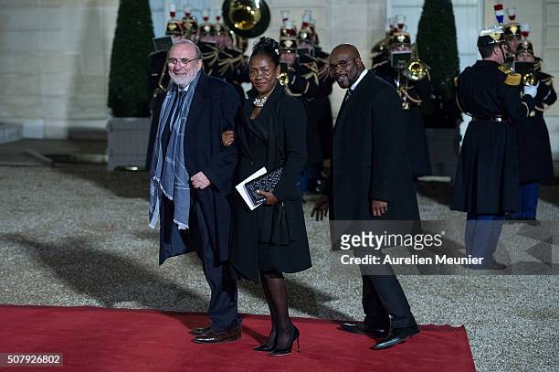 Former boxing World ChampionJean-Marc Mormeck and guests arrive at Elysee Palace as French President Francois Hollande receives the Cuban President...