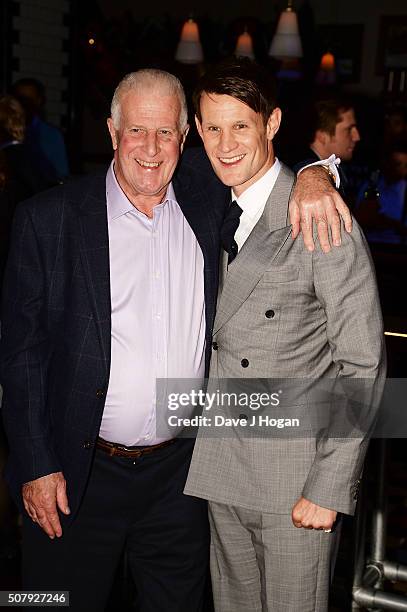 Matt Smith and David Smith attend the "Pride and Prejudice and Zombies" European premiere after party at Bounce Ping Pong on February 1, 2016 in...