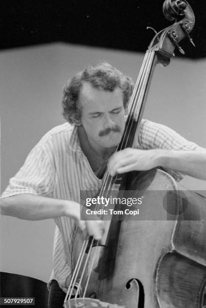 Musician Dennis Irwin performing with Art Blakey in Monterey, California in 1977.