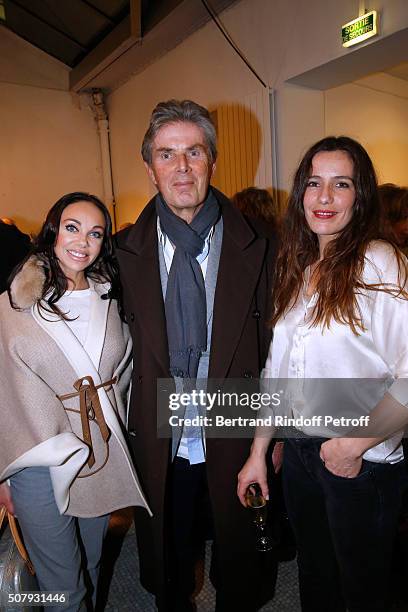 Of Hotel Barriere Dominique Desseigne standing between his companion Dancer Alexandra Cardinale and Actress of the Piece Zoe Felix attend the Theater...