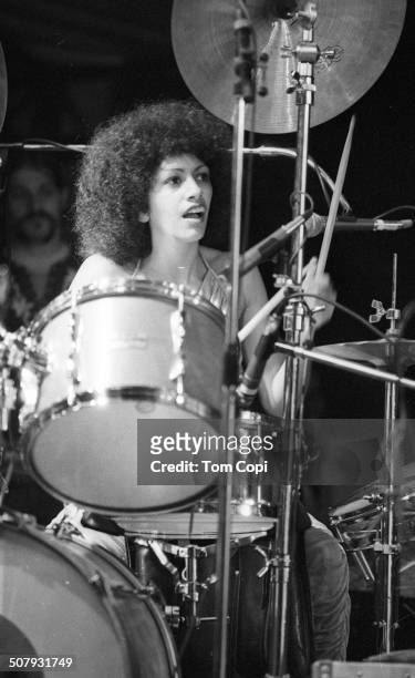 Photo of Sheila Escovedo performing in Oakland, California. Circa 1978