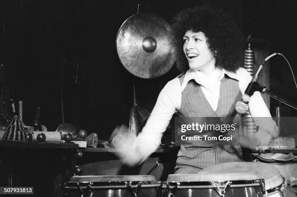 Musician Sheila Escovedo performing in San Francisco, California circa 1977