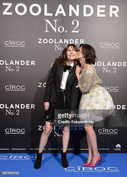 Teresa Helbig and Macarena Gomez attends the Madrid Fan Screening of the Paramount Pictures film 'Zoolander No. 2' at the Capitol Cinema on February...