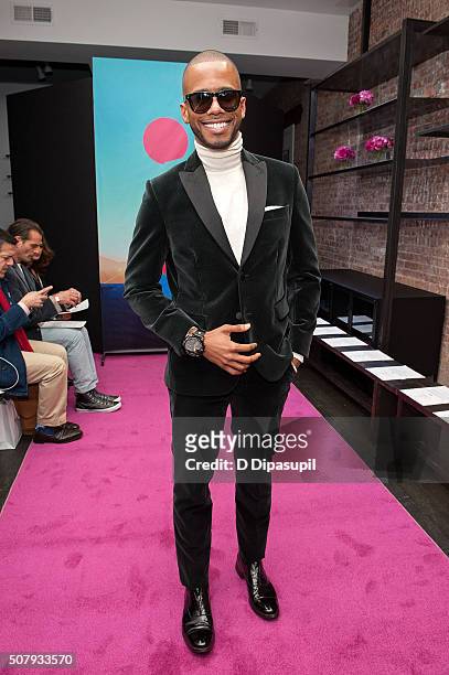 Actor Eric West attends the Stephen F fashion show during New York Fashion Week Men's Fall/Winter 2016 on February 1, 2016 in New York City.