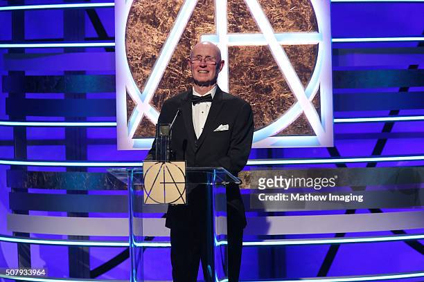 Scenic artist Bill Anderson speaks on stage at the 20th Annual Art Directors Guild Excellence In Production Design Awards at The Beverly Hilton Hotel...