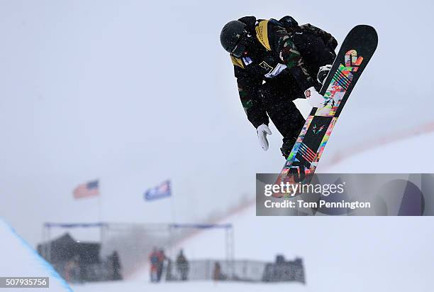 Ben Kilner of Great Britain takes a practice run in the Halfpipe during the 2016 U.S. Snowboarding Park City Grand Prix on February 1, 2016 in Park...