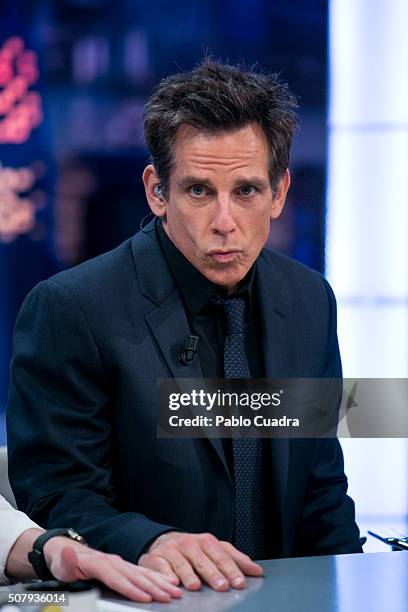 Actor Ben Stiller attends 'El Hormiguero' Tv Show at Vertice Studio on February 1, 2016 in Madrid, Spain.