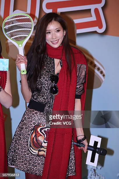 Model and actress Lin Chi-ling attends the press conference of TV program "Sisters over Flowers" on February 1, 2016 in Shanghai, China.