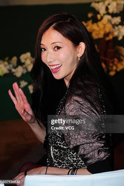 Model and actress Lin Chi-ling attends the press conference of TV program "Sisters over Flowers" on February 1, 2016 in Shanghai, China.