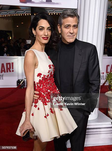 Actor George Clooney and Amal Clooney attend Universal Pictures' "Hail, Caesar!" premiere at Regency Village Theatre on February 1, 2016 in Westwood,...