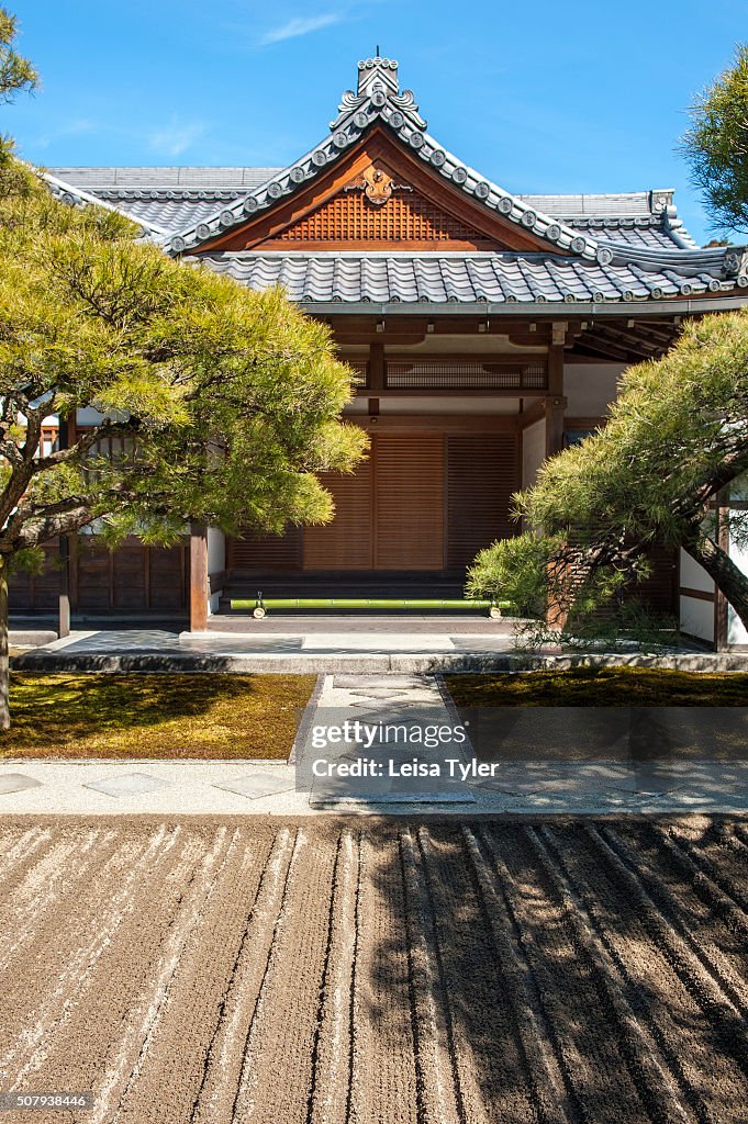 A Zen garden at Ginkaku-ji, a villa named Silver Pavilion...