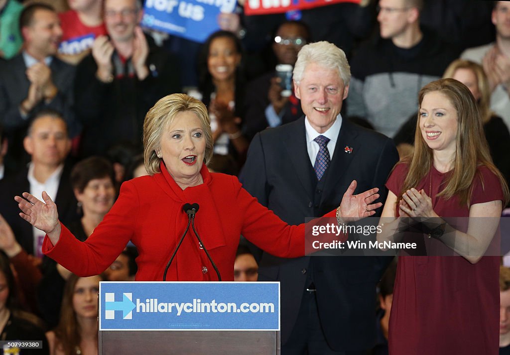 Hillary Clinton Holds Iowa Caucus Night Gathering In Des Moines