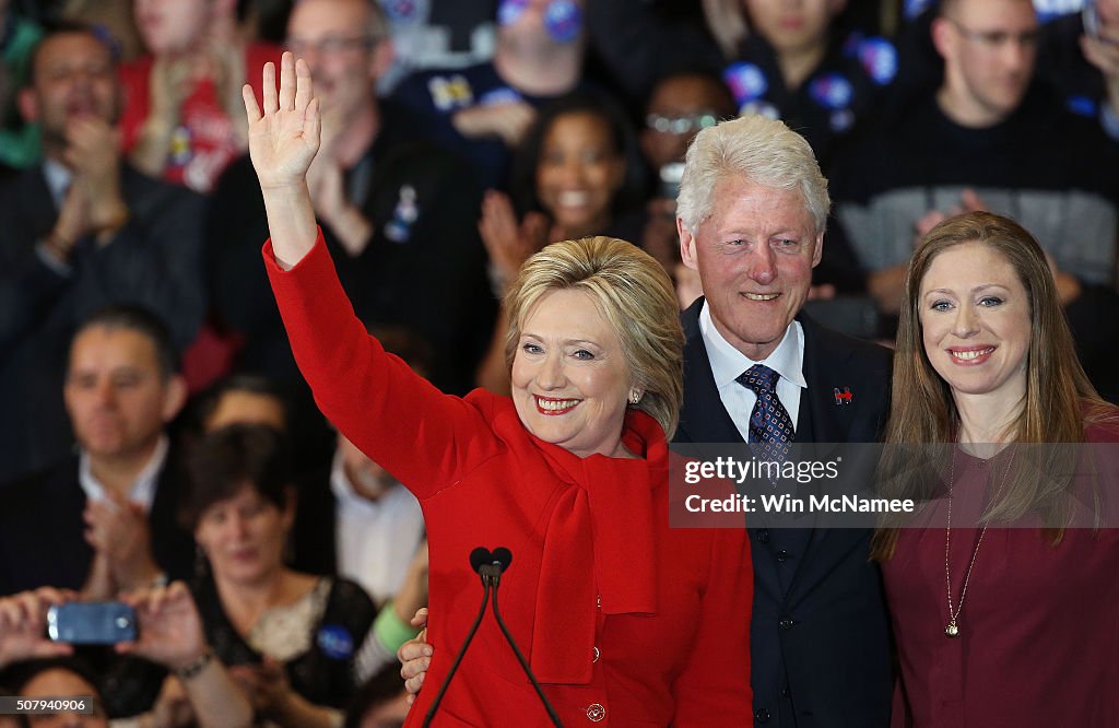 Hillary Clinton Holds Iowa Caucus Night Gathering In Des Moines