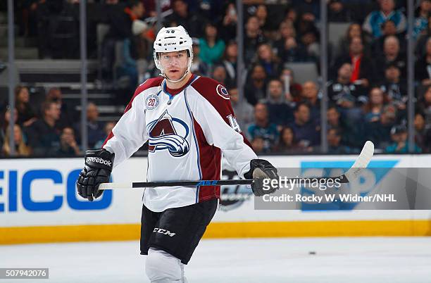 Alex Tanguay of the Colorado Avalanche skates against the San Jose Sharks at SAP Center on January 26, 2016 in San Jose, California.