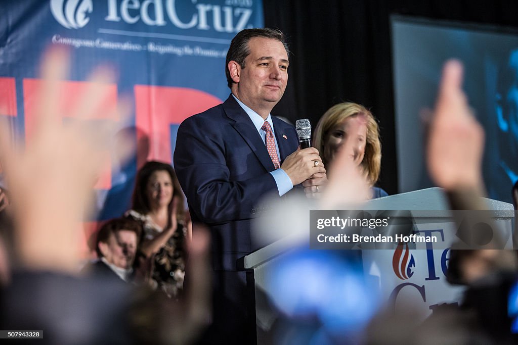 GOP Presidential Candidate Sen. Ted Cruz Holds Caucus Night Gathering At Iowa State Fairgrounds