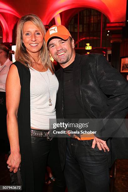 Sven Ottke and his wife Monic Frank during the Lambertz Monday Night 2016 at Alter Wartesaal on February 1, 2016 in Cologne, Germany.