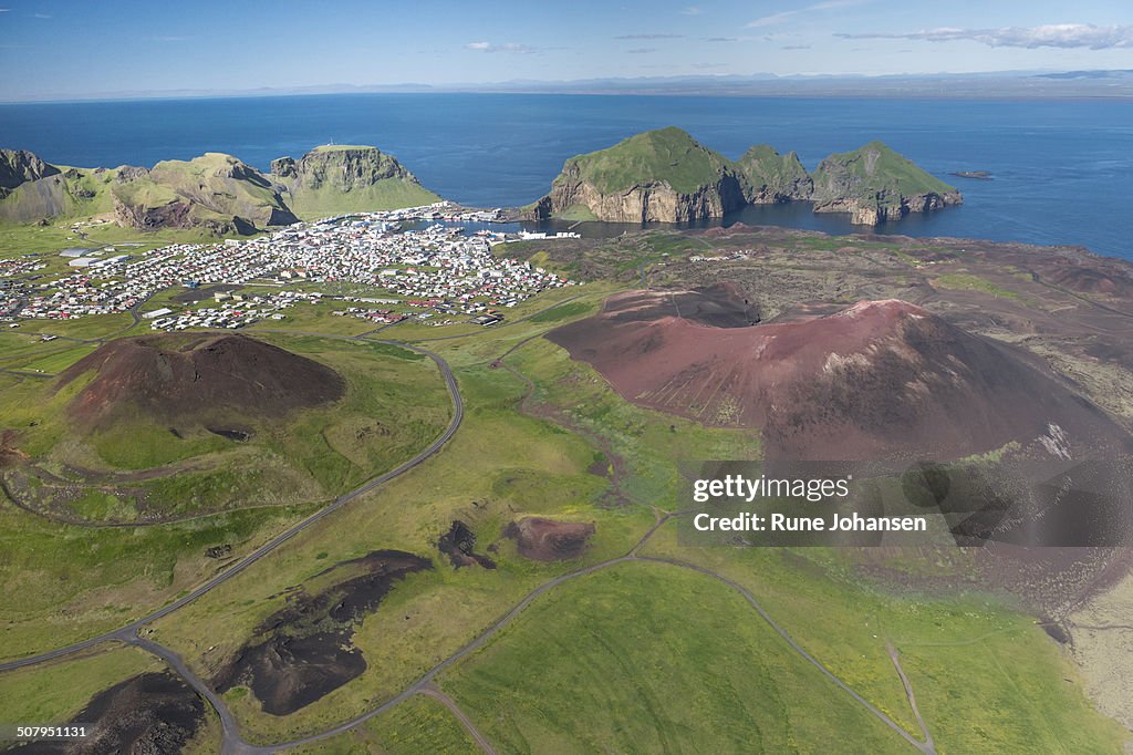 Aerial of Vestmannaeyjar Harbor