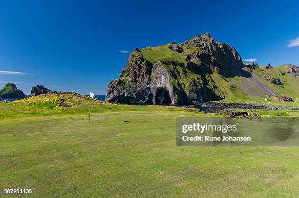 golf course, westman islands - westman islands stock-fotos und bilder