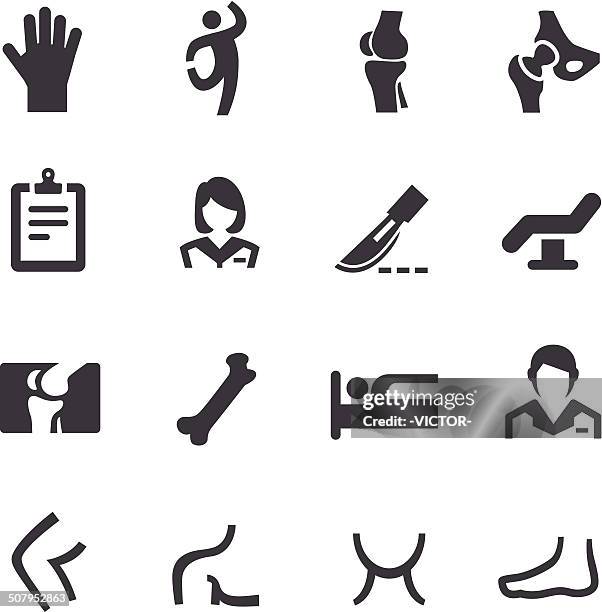 orthopedic icons - acme series - knee replacement surgery stock illustrations