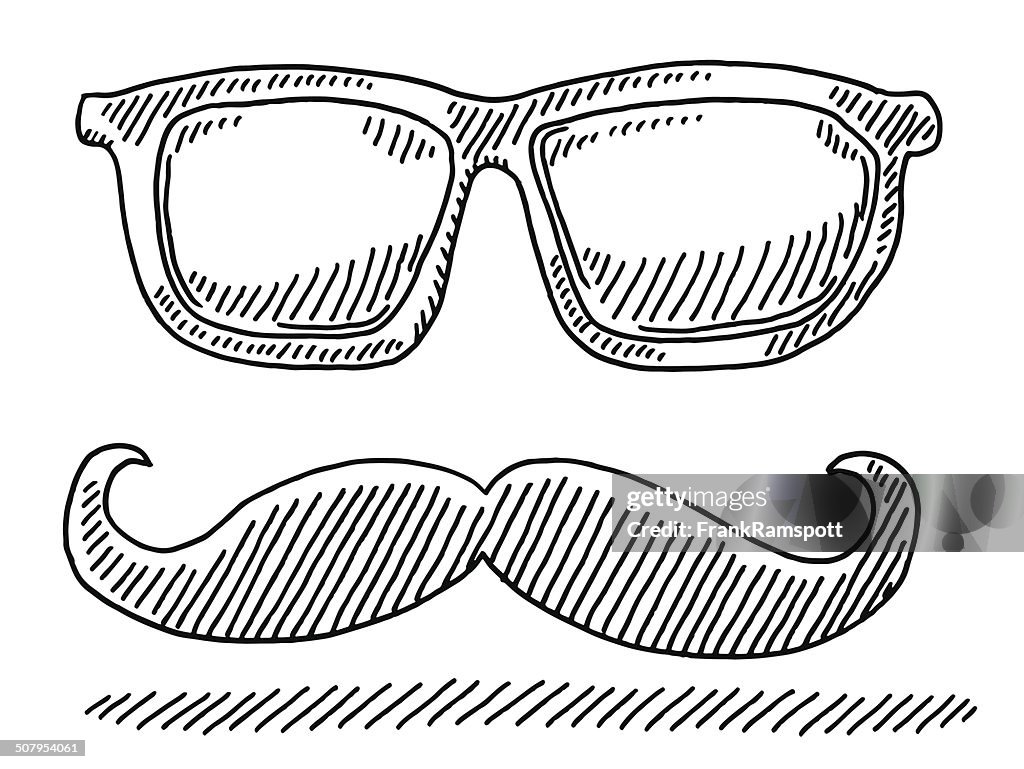 Hipster Glasses Mustache Drawing