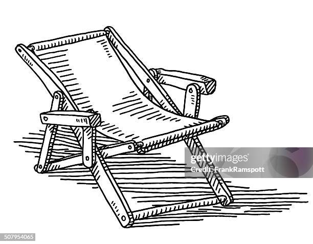 deck chair drawing - outdoor chair stock illustrations