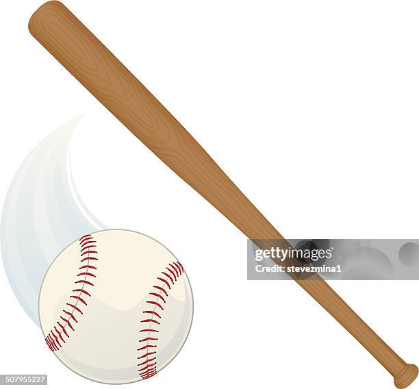 baseball schläger und ball - baseballschläger stock-grafiken, -clipart, -cartoons und -symbole