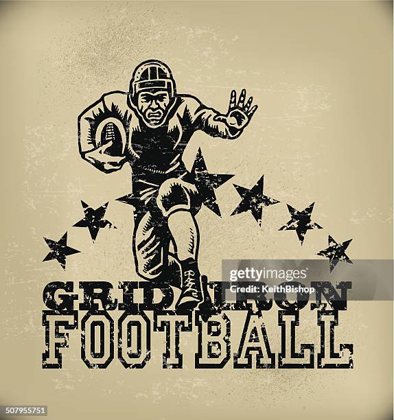 stockillustraties, clipart, cartoons en iconen met football graphic - retro grunge - fullback american football