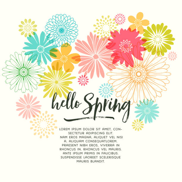 colorful graphic spring flowers - spring background stock illustrations