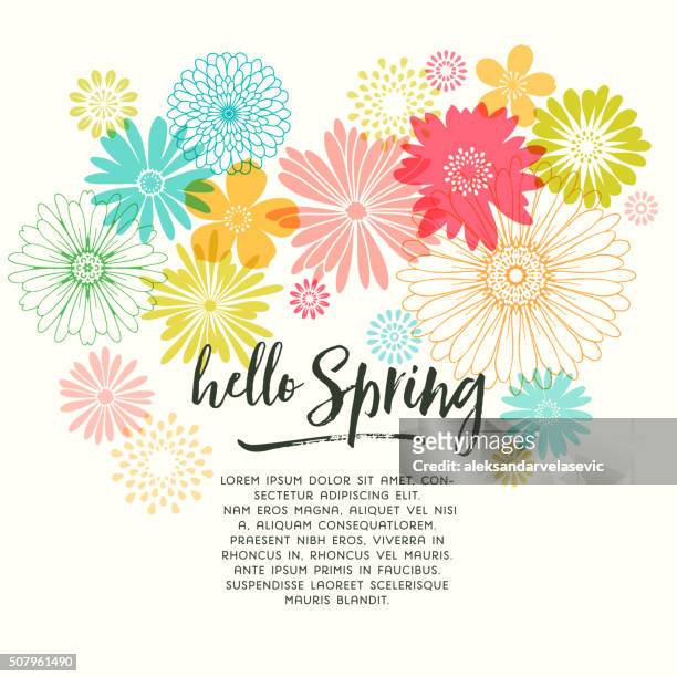 colorful graphic spring flowers - springtime stock illustrations