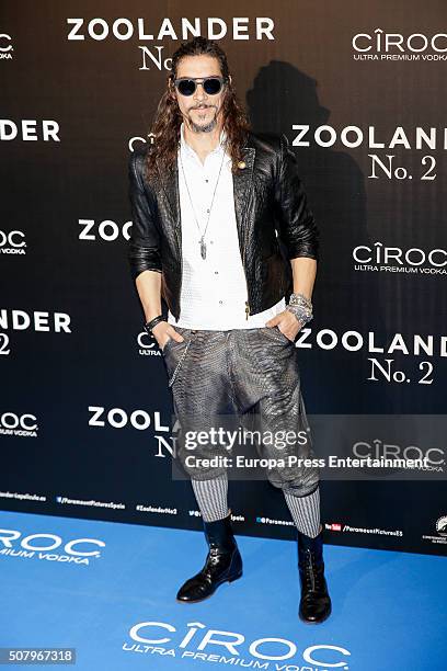 Oscar Jaenada attends the Madrid Fan Screening of the Paramount Pictures film 'Zoolander No. 2' at the Capitol Theater on February 1, 2016 in Madrid,...